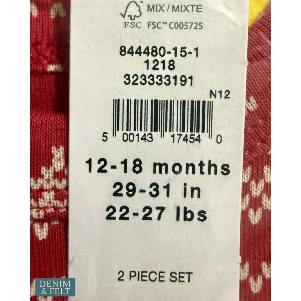 NEW Gap‎ Kids Organic Cotton Fair Isle Holiday Pajama Set Cozy Winter 12-18M